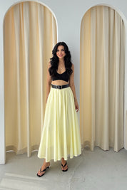 Butter Yellow Pinterest Dökümlü Premıum Etek SY-3150-Butter Yellow