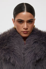 Antrasit Kısa Suni Kürk Ceket SY-2429-Antrasit