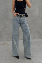 Kareli Wide Leg Mavi Jean SY-3648-Mavi