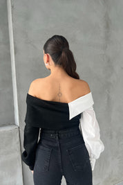 Siyah Tasarım Triko Kazak SY-2678-Siyah