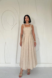 Vizon Askı Aparat Detaylı Brode Elbise SY-2036-Vizon