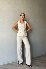 Bej Palazzo Pantolon SY-3371