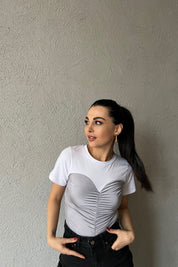 Gri Straplez Detaylı Bluz SY-1559-Gri