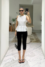 Beyaz Puantiyeli Lissa Bluz SY-3673-Beyaz