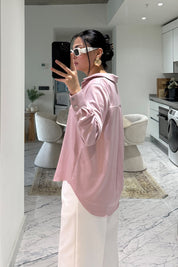 Pembe Basic Premium Saten Gömlek SY-3684-Pembe