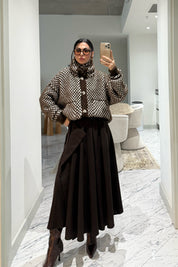 Kahverengi Kareli Cepli Hırka SY-3538-Kahverengi