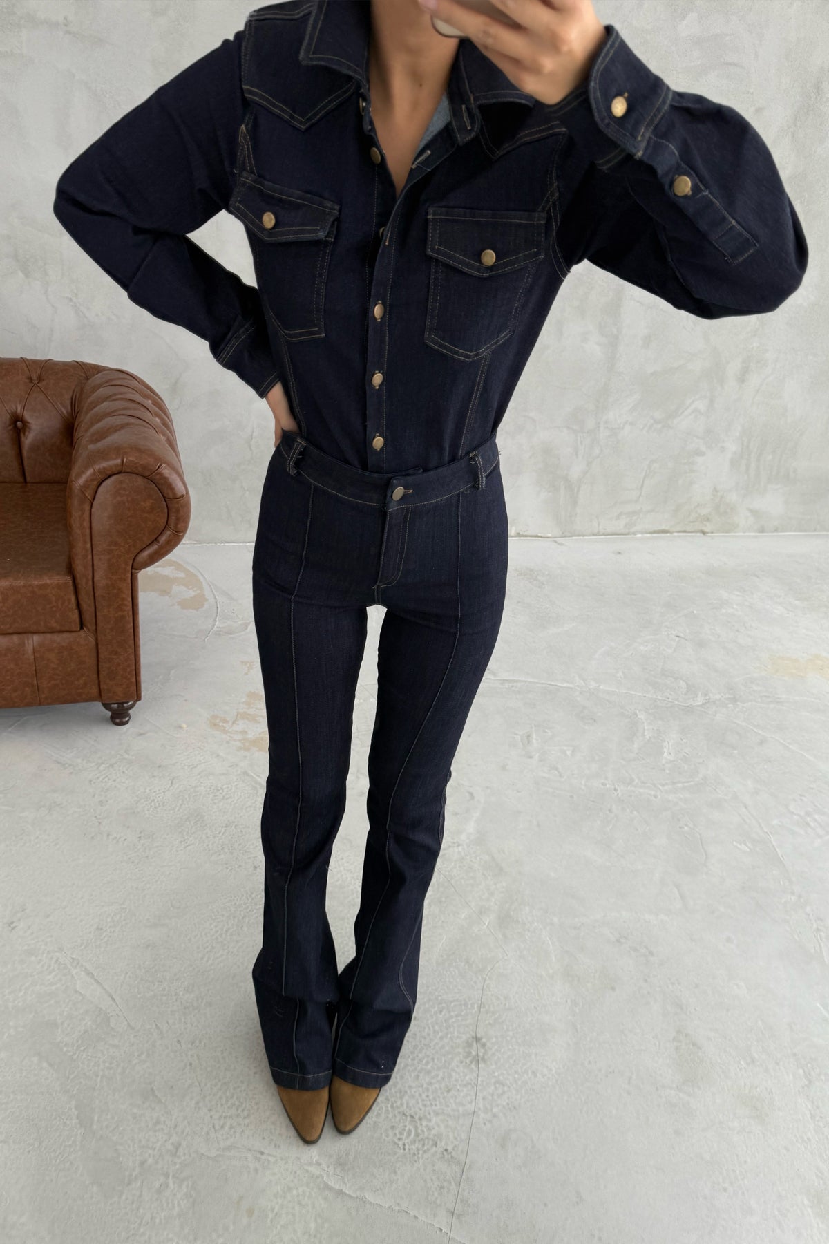 Lacivert Kot Gömlek Pantolon Takım SY-3364-Lacivert