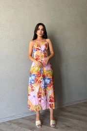 Desenli Sırt Dekolteli Elbise SY-2294-Desenli