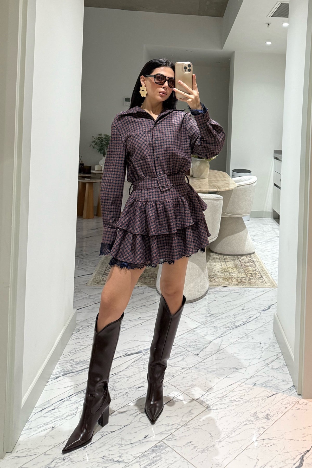 Bordo Kol Ve Etek Ucu Dantel Detaylı Bali Elbise SY-3513-Bordo