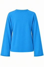 Mavi Oversize İspanyol Kol Basic T-Shirt SY-3846-Mavi