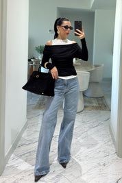 Siyah Atlet Detaylı Asimetrik Bluz SY-3624-Siyah