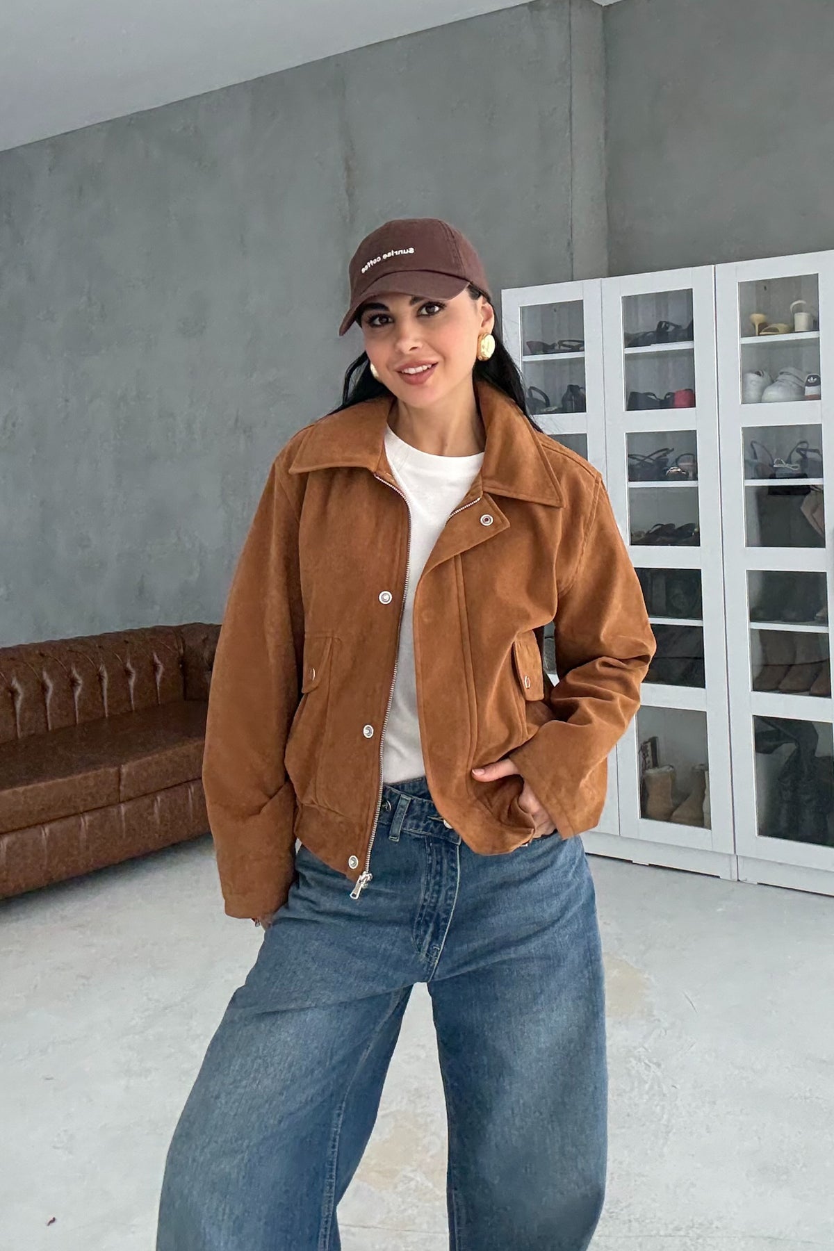 Taba Cep Detaylı Bomber Ceket SY-3462-Taba