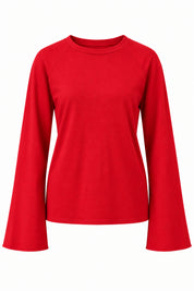 Kırmızı Oversize İspanyol Kol Basic T-Shirt SY-3846-Kırmızı