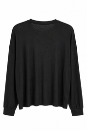 Siyah Amour Baskılı Oversize Uzun Kollu Tişört SY-3829-Siyah