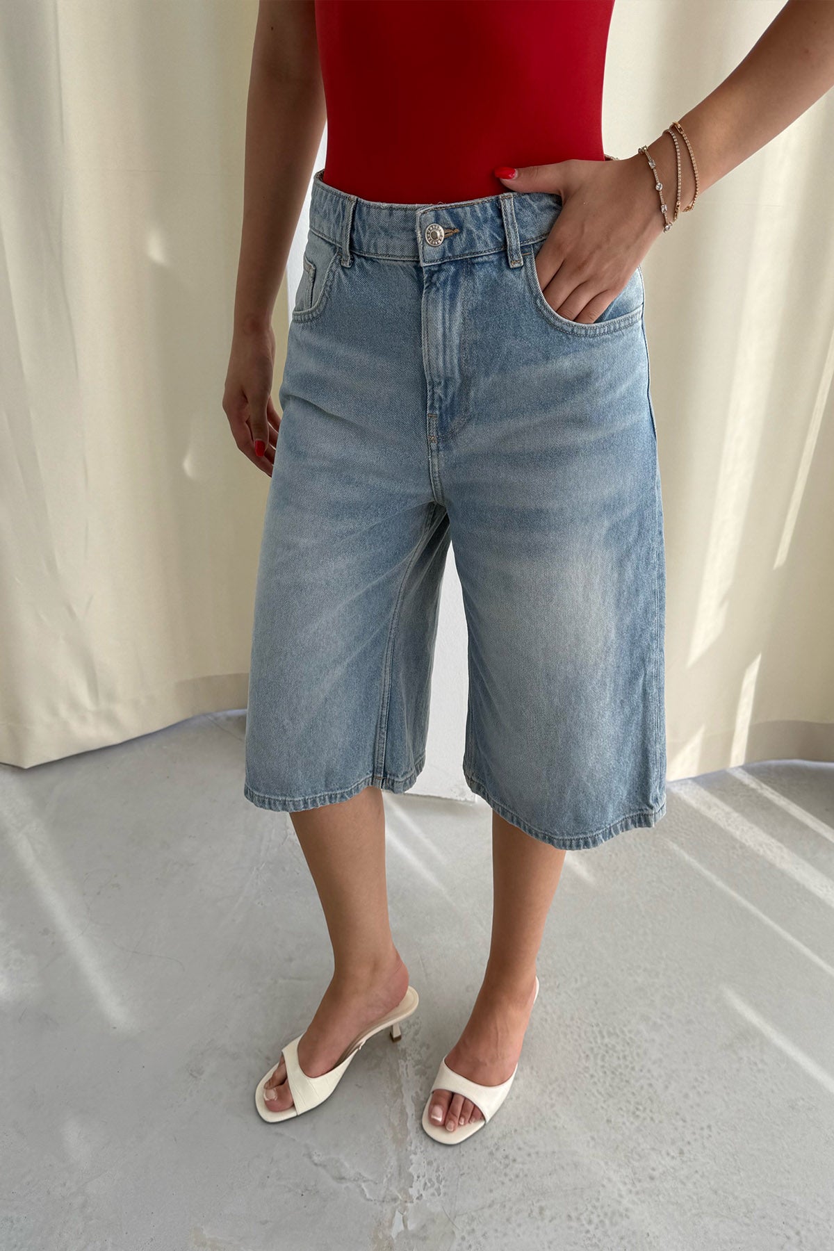 Mavi Şehir Boy Denim Şort SY-3264-Mavi