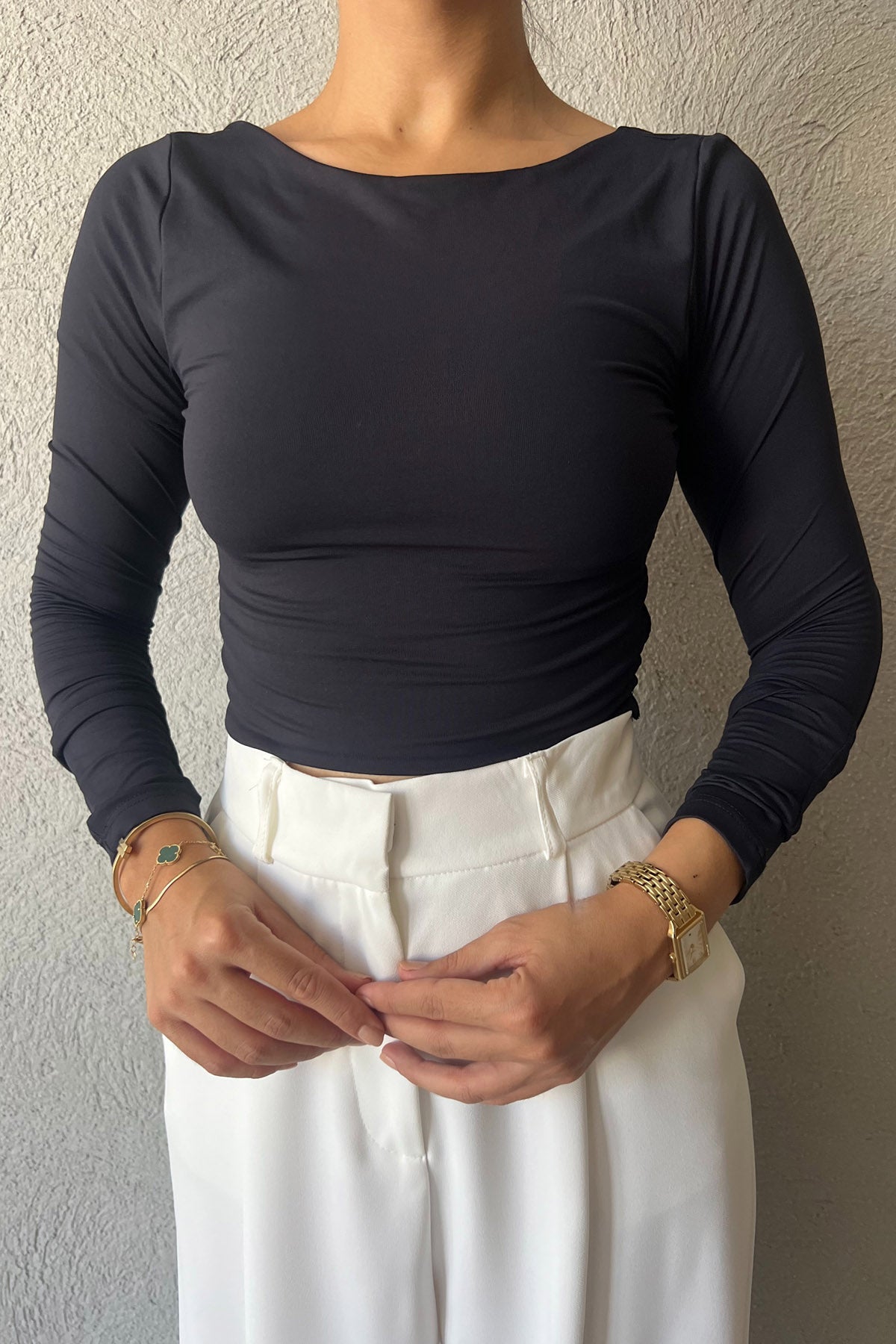 Siyah Sırt Detaylı Crop SY-1641-Siyah