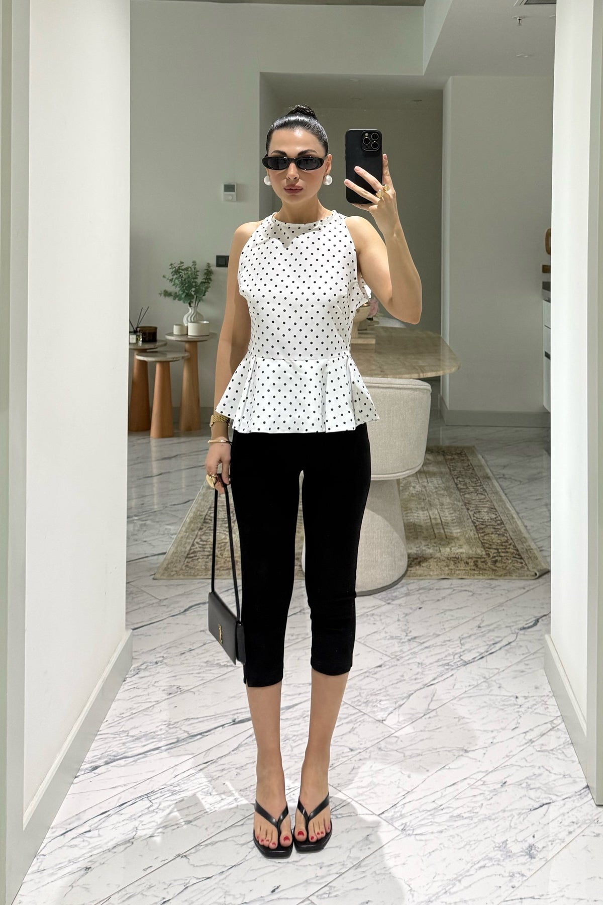 Beyaz Puantiyeli Lissa Bluz SY-3673-Beyaz