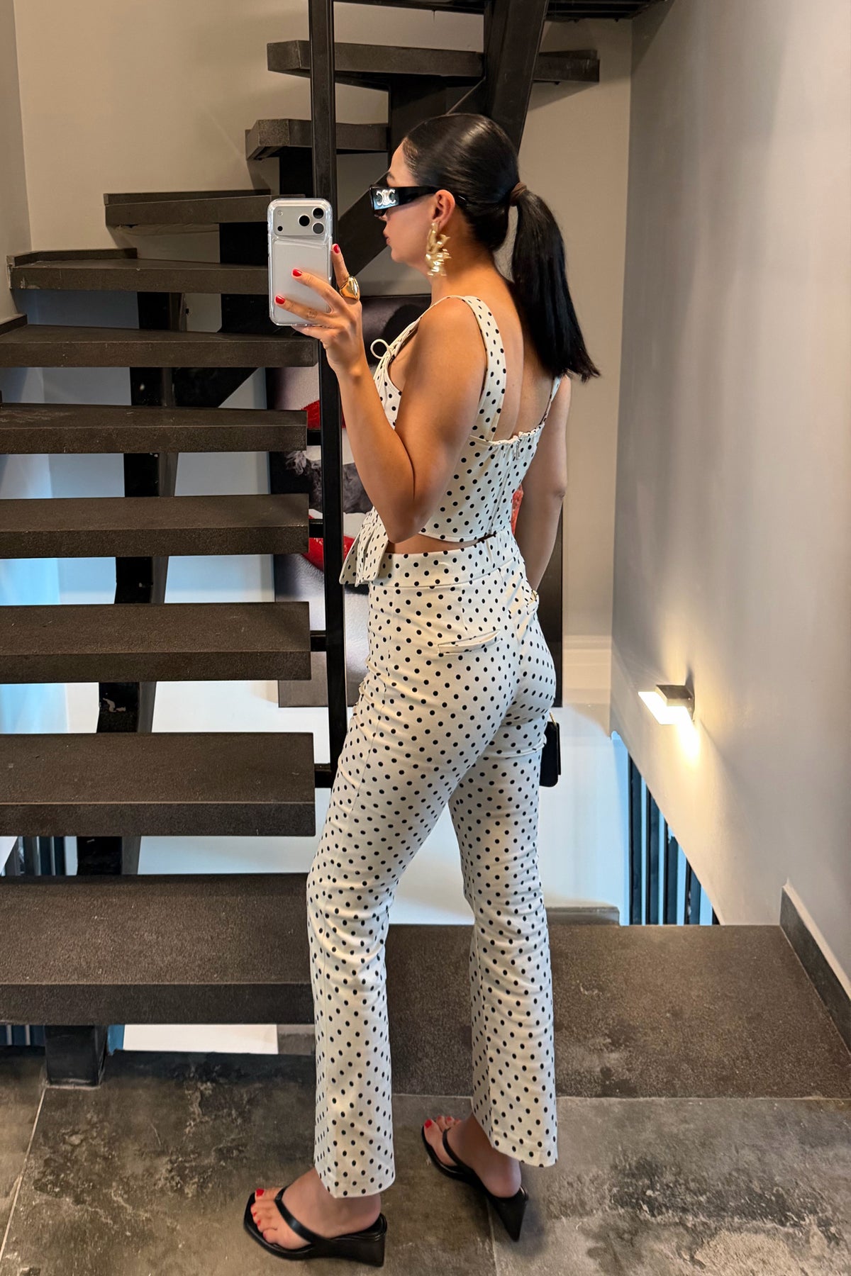 Krem Puantiyeli İp Detaylı Fit Korse Bluz SY-3732-Krem