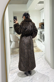 Acı Kahve Leopar Desenli Suni Kürk Kaban SY-3619-Kahve