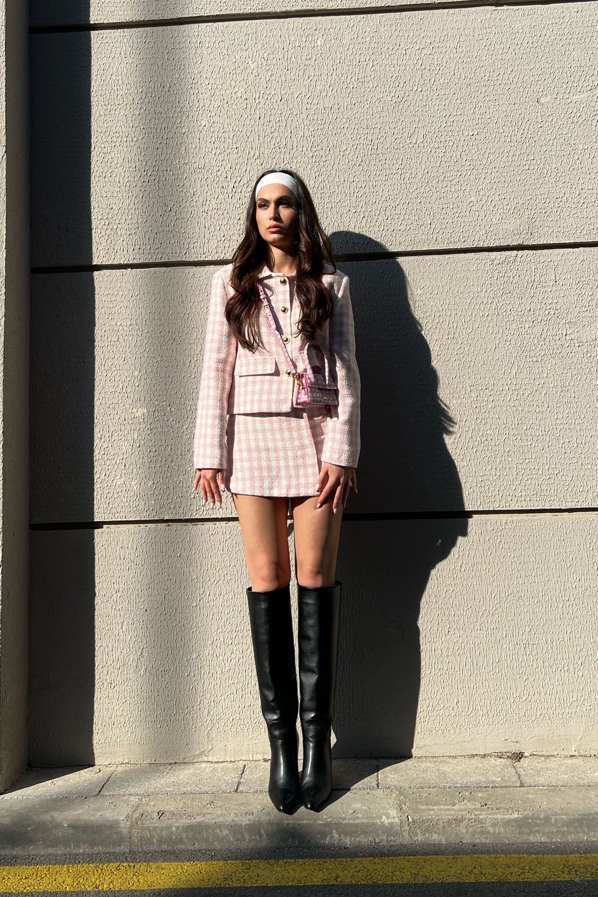 Pembe Düğme Detaylı Tüvit Şort Etek SY-1577-Pembe