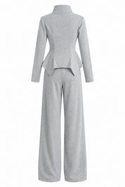 Gri Volan Detaylı Sweatshirt Pantolon Takım SY-3844-Gri