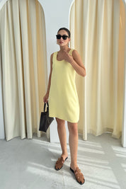 Butter yellow Modal Kısa Elbise SY-3208-Sarı
