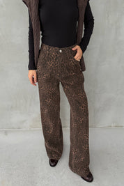 Gabardin Leopar Bol Paça Pantolon SY-3395-Leopar