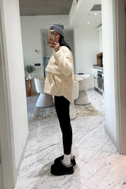 Bej Dik Yaka Peluş Sweat SY-3510-Bej