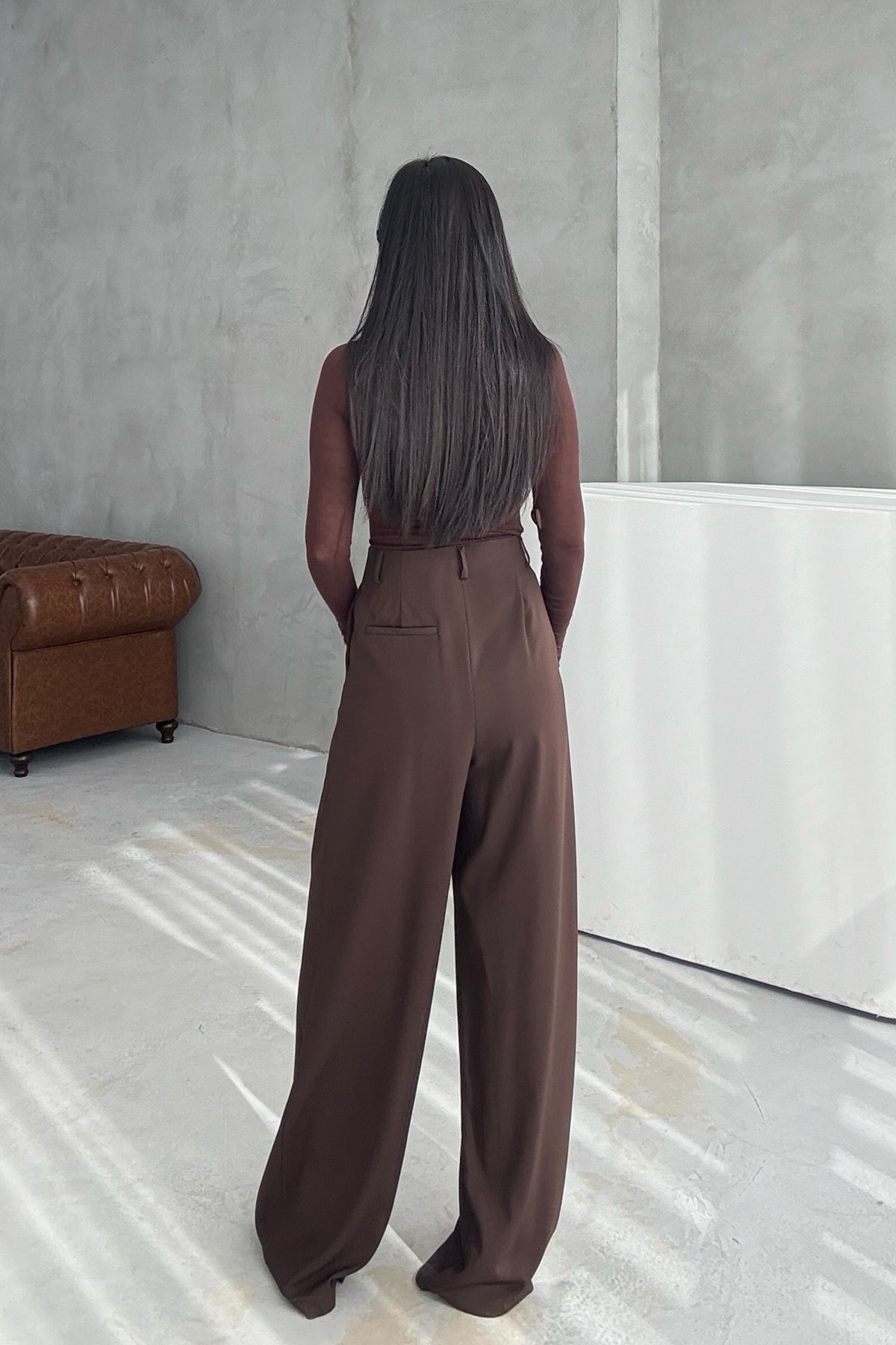 Kahverengi Düğme Detaylı Maskülen Pantolon SY-3440-Kahve