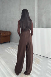 Kahverengi Düğme Detaylı Maskülen Pantolon SY-3440-Kahve