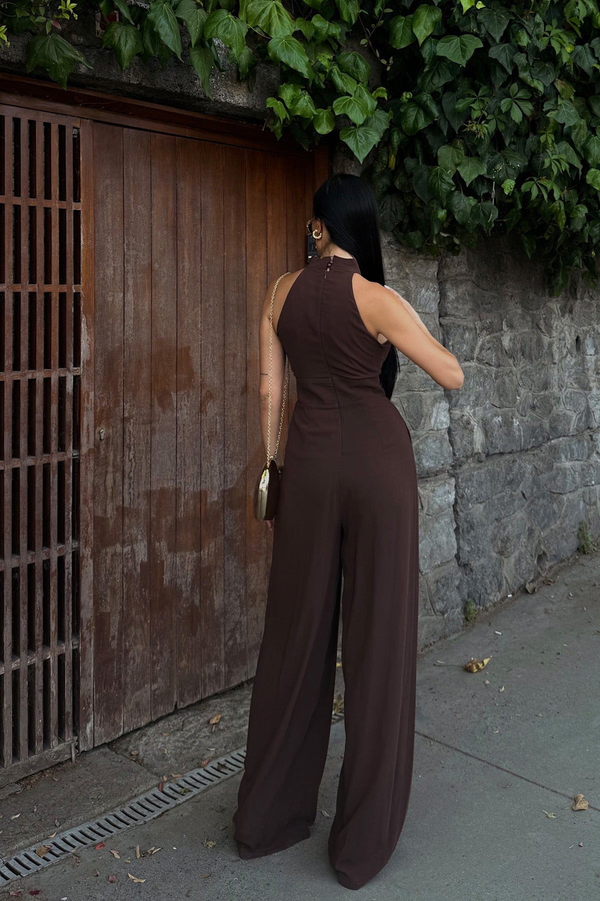 Kahve Rahat Kesim Bağlama Detaylı Tulum SY-3197-Kahve