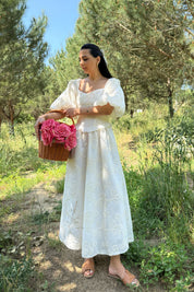 Ekru Belden Fisto Detaylı Balerin Elbise SY-3146-Ekru