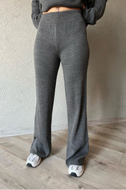 Antrasit Fermuarlı Fitilli Oversize Kazak ve Pantolon Takımı SY-1257-Antrasit