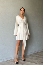 Naturel Mallorca Flare KolluYakası Detaylı Elbise SY-2374-Naturel