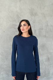 Lacivert Uzun Kollu Basic T-shirt SY-1566-Lacivert