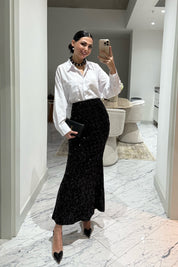 Siyah Payetli Maxi Balık Etek SY-3511-Siyah