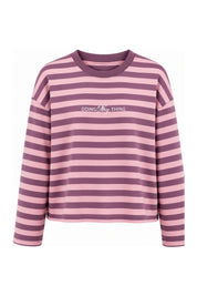 Mürdüm-Pudra Çizgili Basic Sweatshirt SY-3902-Mürdüm