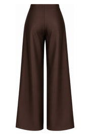 Kahve Dökümlü Saten Bol Paça Pantolon SY-3907-Kahverengi
