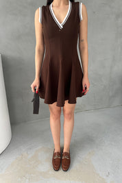 Kahve ZR Model Volanlı Mini Elbise SY-3030-Kahve
