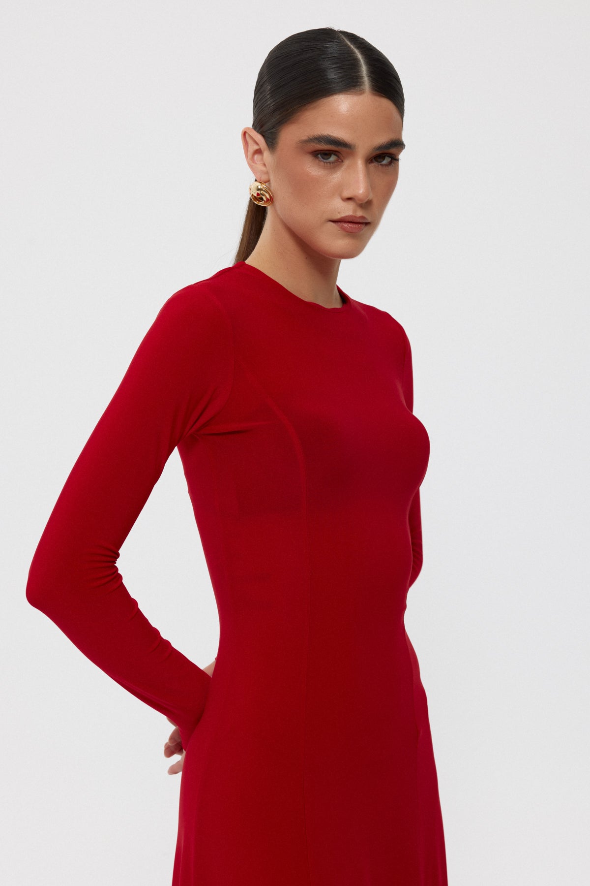 Kırmızı Uzun Kollu Blaivs İspanyol Elbise SY-2424-Kırmızı