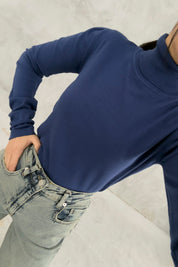 Mavi Kadın Balıkçı Yaka Kazak SY-3509-Mavi