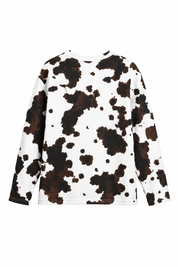 Kahve Cow Desenli Kahve Uzun Kollu Tişört SY-3827-Kahverengi