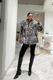 Siyah Beyaz Desenli Suni Kürk SY-3541-Beyaz