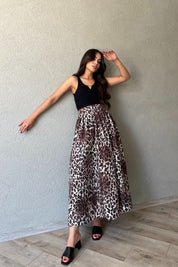 Leopar Yırtmaç Detaylı Paraşüt Balon Etek SY-2171-Leopar