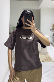 One More Matcha Yazılı Tişört SY-3607-Kahve