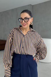 Lacivert Çizgili Premium Gömlek SY-3356-Lacivert