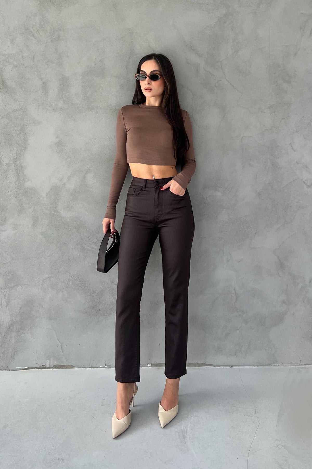 Koyu Kahve Mumlu Görünüm Jean SY-1424-Koyu Kahve