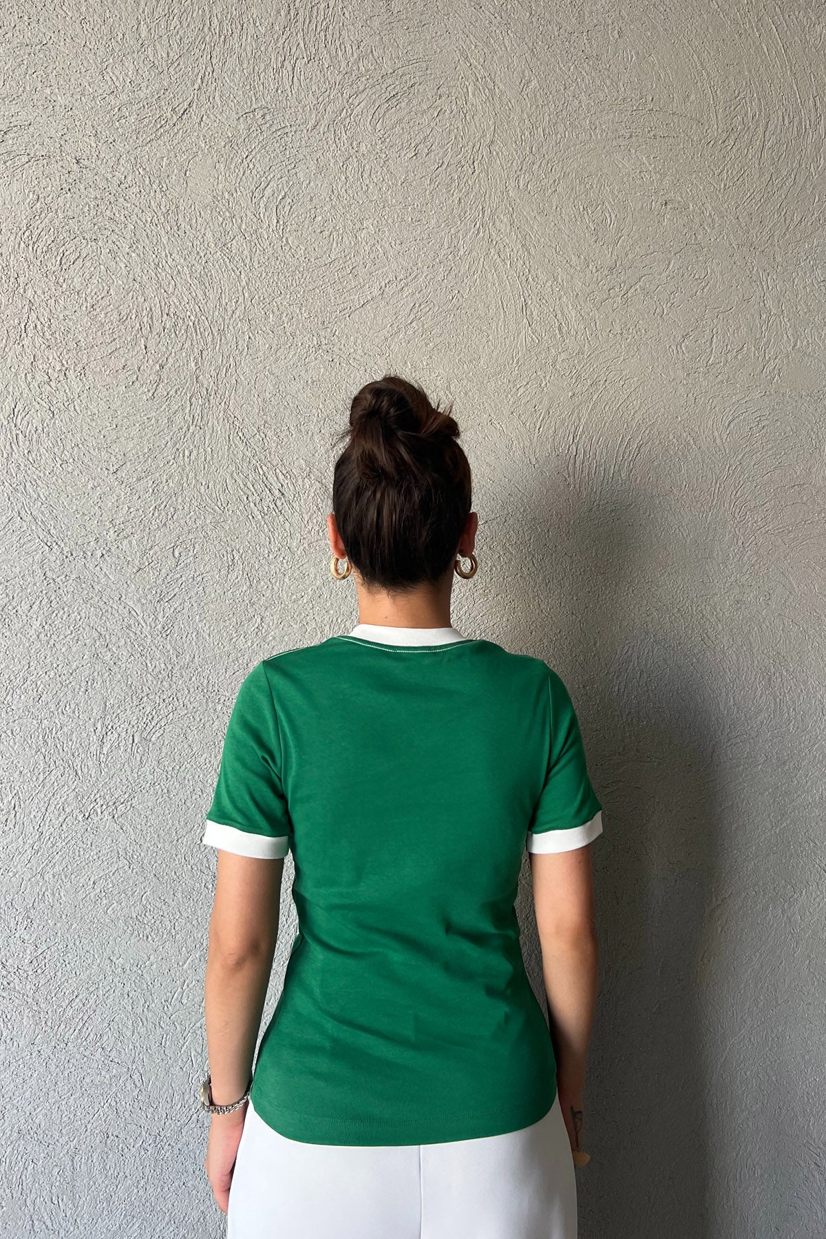 Yeşil 1968 Detaylı Marka Model Basic T-shırt SY-2069-Yeşil
