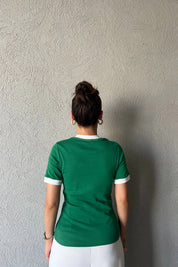 Yeşil 1968 Detaylı Marka Model Basic T-shırt SY-2069-Yeşil