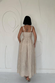 Vizon Askı Aparat Detaylı Brode Elbise SY-2036-Vizon